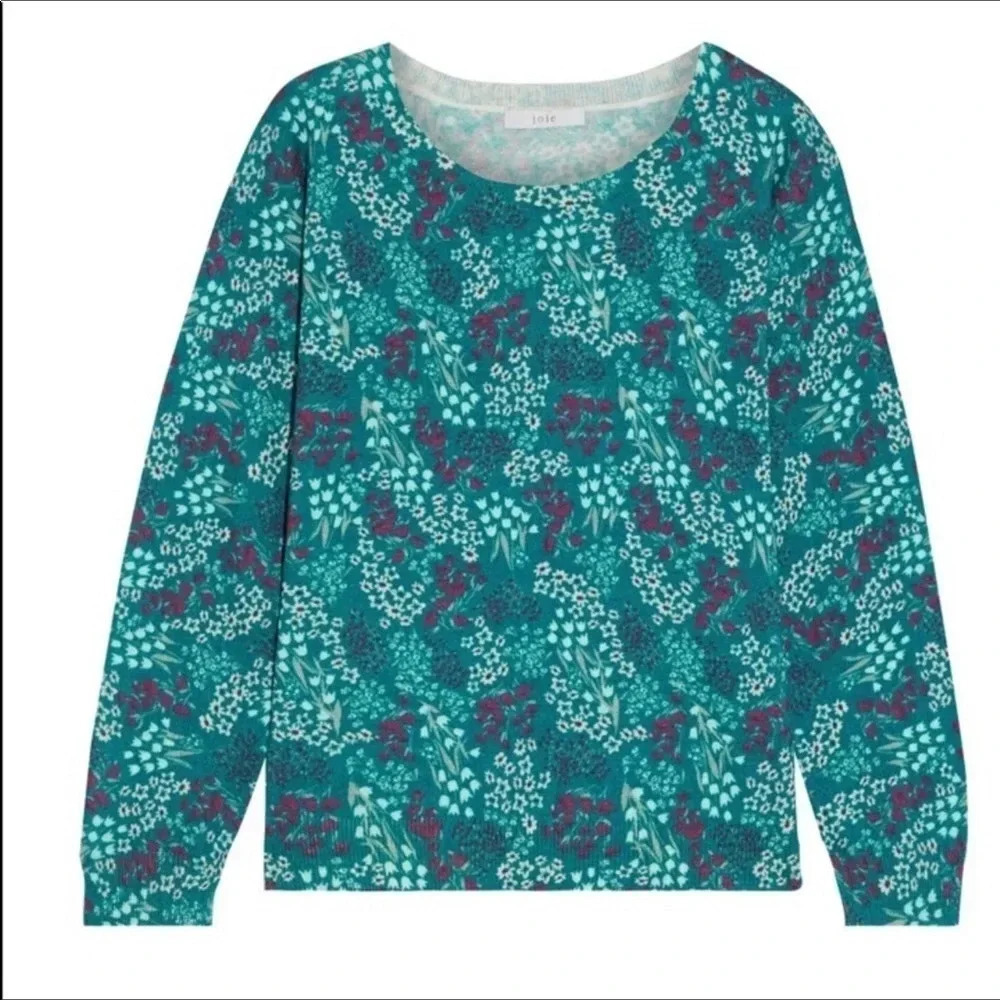Joie Eloisa Cashmere Floral Sweater Pullover Top S